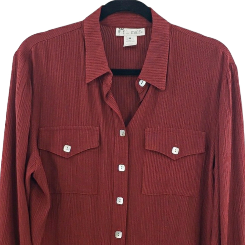 Women's Rust Button-Up Shirt - Picture 2 of 10